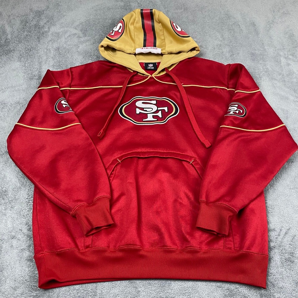 NFL Team Apparel San Francisco 49ers Hoodie Mens XL Red Gold Pullover Big Logo